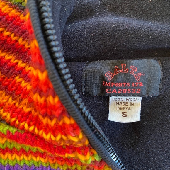 Chunky Wool Rainbow Sweater Jacket from Nepal - Picture 13 of 14